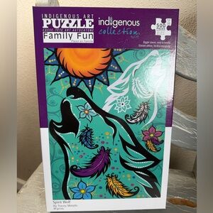 Tracey Metallic 'Spirit Wolf' 500-Piece Jigsaw Puzzle - Teal & Black Artwork